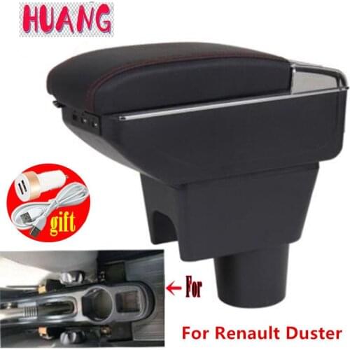 For Renault Duster 2 armrest box For Dacia Duster 2 Central console storage armrest box Cup holder USB LED light