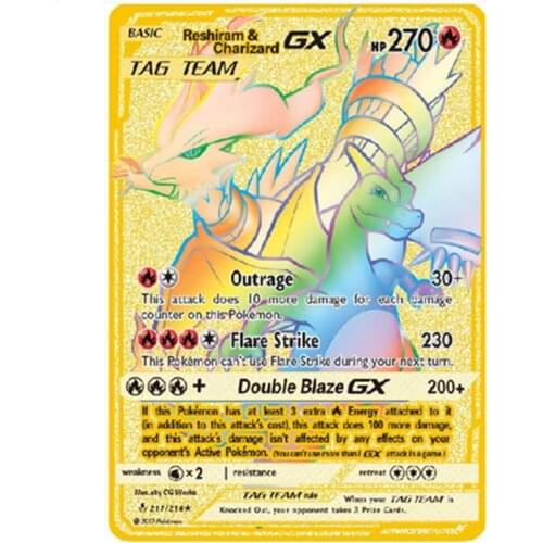 Pokemon Gold Pokemon Card Metal Trading Fire-breathing Dragon Game Label Team Battle Series Children Toy