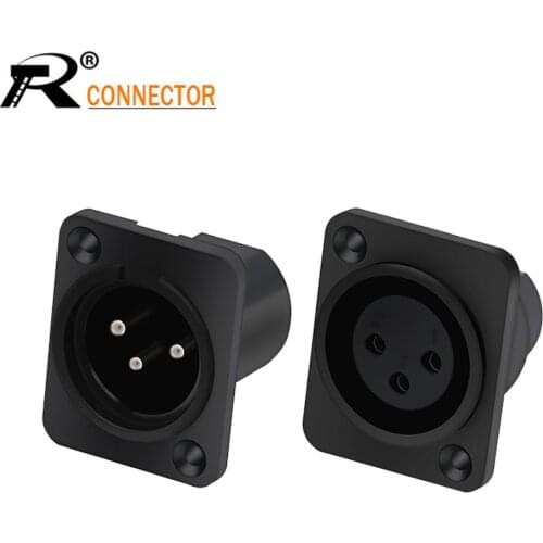 10Pcs/lot XLR 3Pin Female Jack Socket 3-core Male Plug Signal Socket Panel Adapter Connector Microphone MIC Connector Terminal