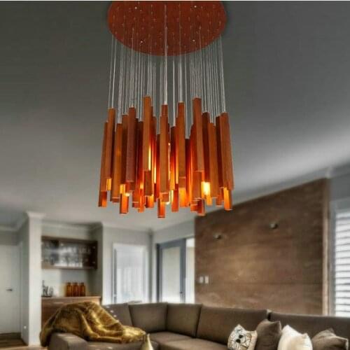 Luxury novelty wood modern LED ceiling chandelier indoor lighting fixture for parlor free shipping