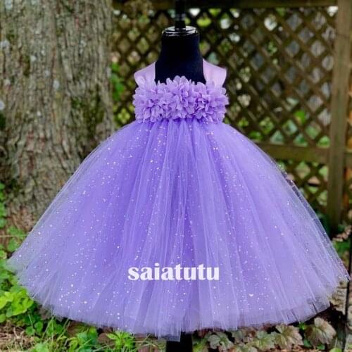 Photograph flower girl wedding dress children tulle party beauty light purple children birthday gift dresses costume Vestido