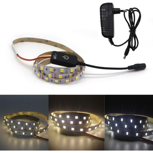 1-5m 5050 LED Strip Light 2in1 CCT Color Temperature Adjustable & Dimmable tape Touch Sensor Switch LED Under Cabinet Light