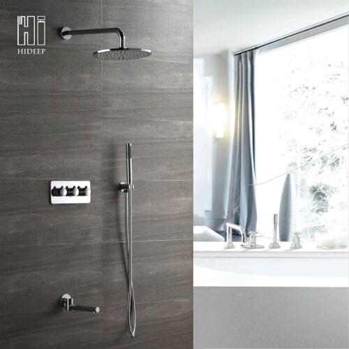 Dark Outfit Shower Shower Income Wall Type Full Copper Three Function Embedded Box 250 Dome Spray Hi05015b