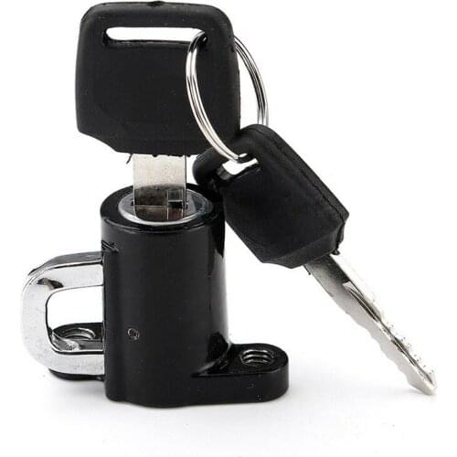 Universal Motor Bike Helmet Lock Hanger Hook with 2 Keys Black