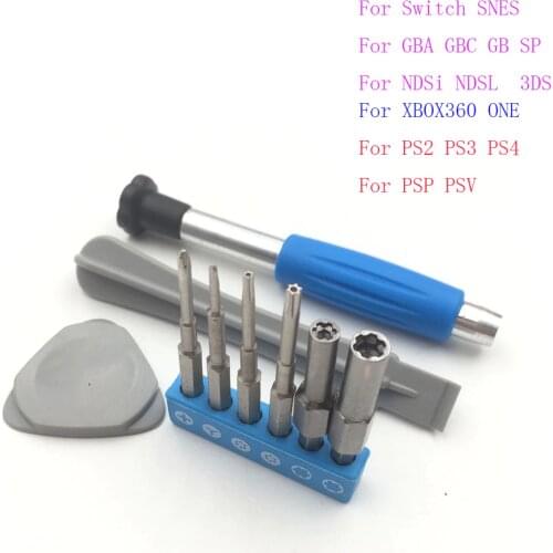 10sets Universal Tool Kit for Nintendo Switch SNES DS DSL WII GBA GBC GB Security 3.8 4.5 T6 T8 Cross Tri Wing Screwdriver Bit