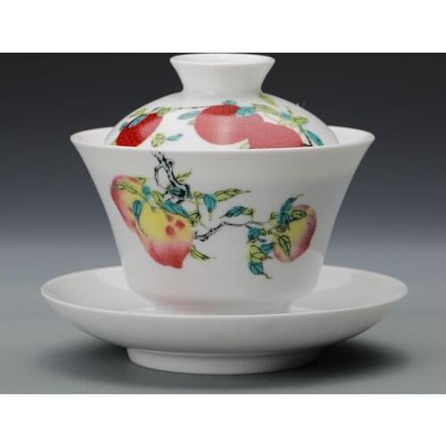 ★Restoring museum sanduo grain tureen suit only three tureen kung fu tea sets auspicious Chinese grain tea set