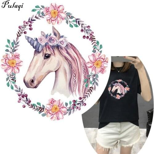 Pulaqi Funny Unicorn Clothes Patches for Jeans DIY Household Iron-on Patch Decoration Appliqued Heat Transfer Stickers Parches H