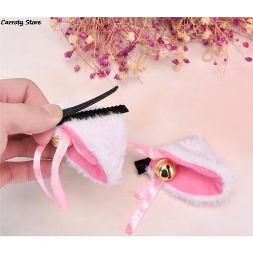 Party Wearing Cat Fox Fur Ear Pattern Hair Clip Bell Cat Ear Hair Clips For Women Fashion Night Club Bar Decorate Headbands