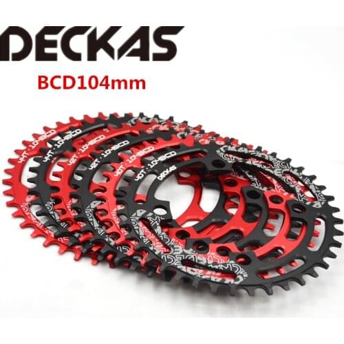 DECKAS Mountain Bicycle Chainwheel MTB Bike Crankset Aluminum 104BCD Round Plate 40T/42T/44T/46T/48T/50T/52T Chainring Crankset