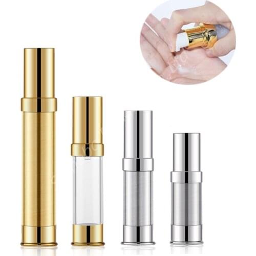 20pcs 5ml 10ml 15ml 20ml 30ml Gold Silver Anodized Aluminum Airless Bottles Luxury Travel Cosmetic Cream Moisturizing Bottles
