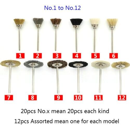 20pcs shank 2.35mm 3mm NO.1 to NO.12 wire brush mini brush metal rust brush wenwan nuclear pick clean grinding deburring tool