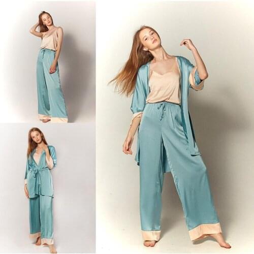 2021 Customized Pajamas Senior Sexy Three-Quarter Sleeve V-Neck Long Waist Three-Piece Suit