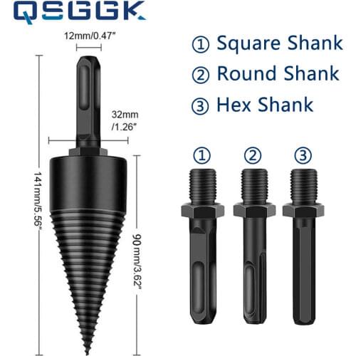 32mm 42mm Firewood Splitter Drill Bit Wood Driver Step Drill Bit Chopping Artifact With Round/Hex/Triang Shank Woodworking Tools