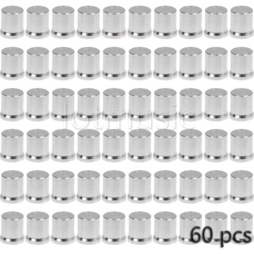 60pcs 14X17mm Silver Knob Cap Mini Aluminum Potentiometer Knobs Caps