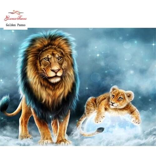 GOLDEN PANNO Diamond Painting Full Square 5D Diy Daimond Embroidery Diamant Mosaic Sale Displasy Broderie Diamant Lion 02