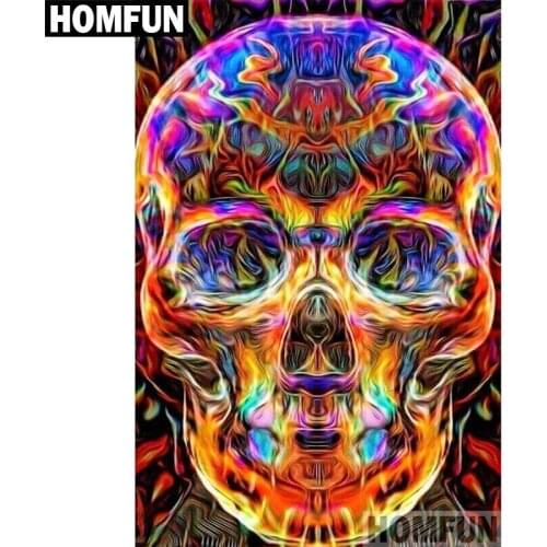 HOMFUN Full Square/Round Drill 5D DIY Diamond Painting "Colorful skull" Embroidery Cross Stitch 5D Home Decor Gift A06548