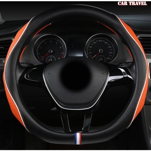 CAR TRAVEL Leather Car Steering Wheel Cover For Jaguar XF XE F Pace XJ X-type Ruitar E Pace Emblem S-type