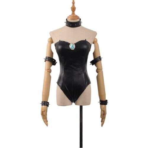 Bowsette Princess Bowser Peach Bodysuit Black Cosplay Costume Outfit Halloween Costumes for Women