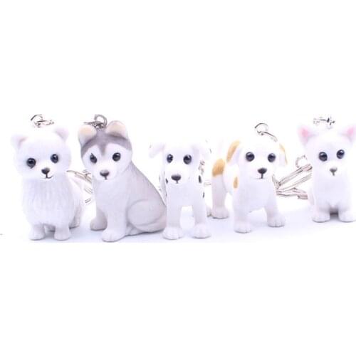 Lovely Cartoon Dog Key Chain PVC Doll Toys 3D Pet Key Ring Holder Fashion Animal Jewelry Women Girl Car Bag Charm Gift Trinket