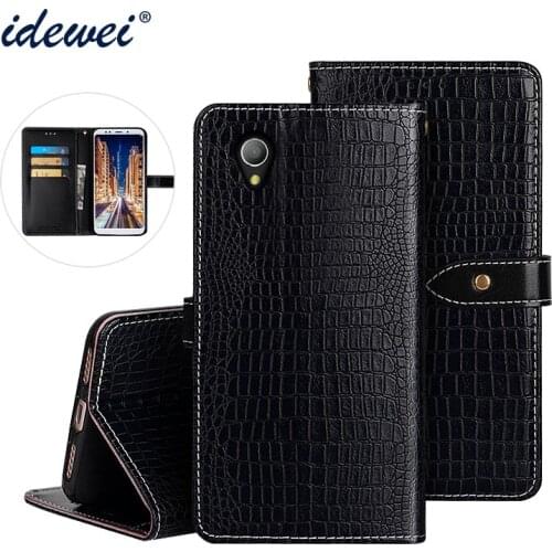 For Alcatel 1 Case Cover Luxury Leather Flip Case For Alcatel 1 5033D Protective Phone Case Crocodile Grain 5.0"
