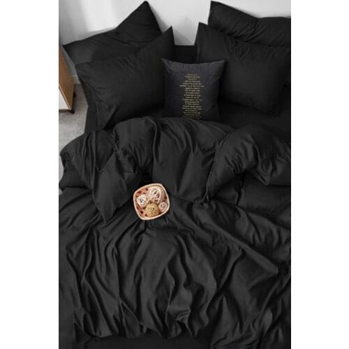 ALAMODE Ranforce 100 Cotton Double Personality Black-Black Duvet cover set Black