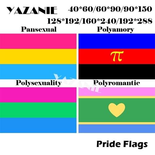 YAZANIE 128*192cm/160*240cm/192*288cm Pansexual Polyamory Quad Polysexuality Polyromantic Rainbow Car Hand Pride Flags Banners
