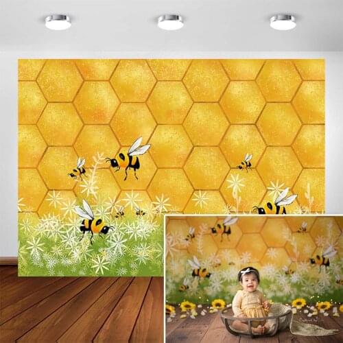 Photography Backdrops Honeycomb Bee Newborn Baby Photo Background Bee Day Birthday Decoration Baby Shower Backdrops Photo Studio