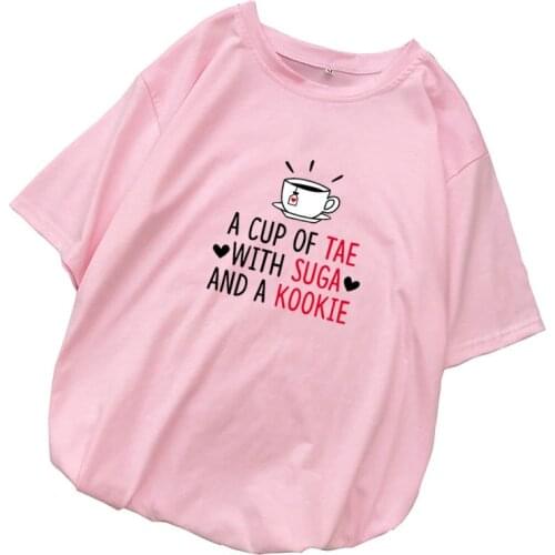 Summer New Woman Oversized T-shirts for Girls A Cup of Tea Kawaii Tops Harajuku Summer Short Sleeve T Shirt Women Tee Shirt Girl