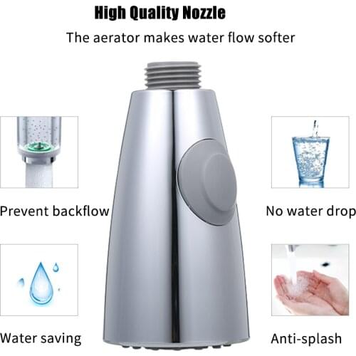 Kitchen Sink Faucet Head 2-Function Pull Out Spray Head with Check Valve Replacement Part G1/2 Connections Polished Chrome