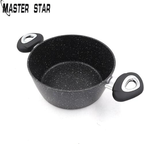 Master Star Granite Dot Coating SaucePan 3-6L Stock Pots with Glass Cover Fast Heat Soup Pot High Grade Cookware