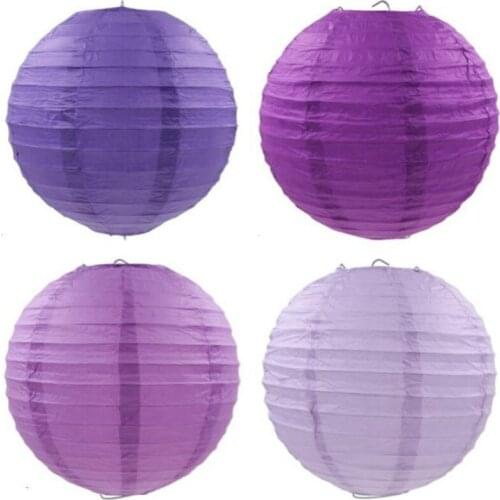 Violet Color Chinese Rround Paper Lanterns 10-15-20-25-30-35-40cm for Wedding Event Party Decoration Holiday Supplies Paper Ball