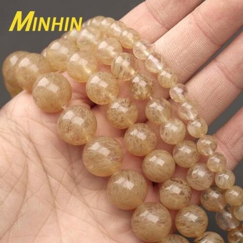 MINHIN 6/8/10/12mm Natural Stone Watermelon Tea Crystal Round Loose Spacer Beads For Jewelry DIY Making Bracelets Accessories