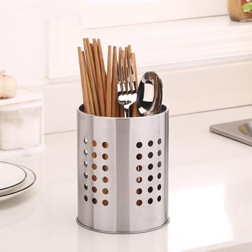Kitchen Stainless Steel Utensil Round Hole Design Cooking Spoon Tool Multi-function Storage Tool Durable Chopstick Holder
