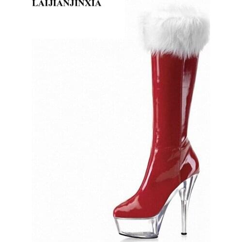 LAIJIANJINXIA New 15cm ultra High Heels Boots Womens Platform Boots Shoes 6 inch Sexy Dance shoes knee High Boots Fashion Shoes
