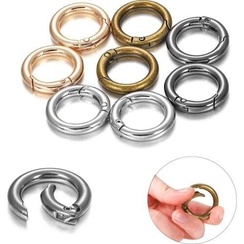 5Pcs/lot Metal O Ring Spring Clasps Openable Round Carabiner Keychain Bag Clips Hook Dog Chain Buckles Connector For DIY Jewelry