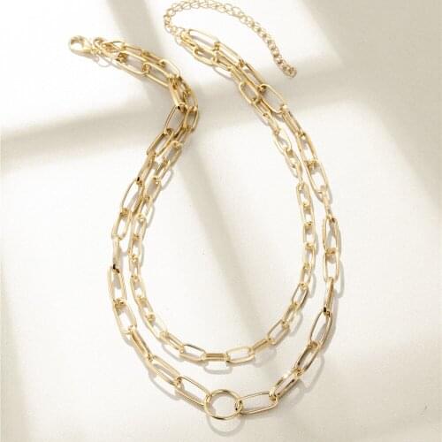 Trendy Female Pendant Gold Color Link Chain Choker Personality Necklace for Women Metal Jewelry Accessory Gift Party Wholesale