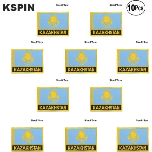 Kazakhstan Flag Embroidery Patches Iron on Saw on Transfer patches Sewing Applications for Clothes in Home&Garden