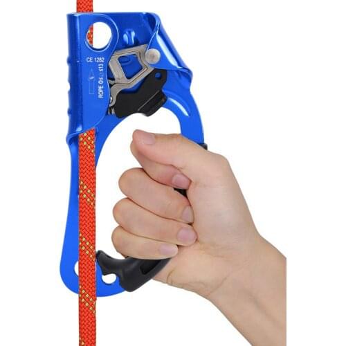 New 100KG Aluminum Alloy Outdoor Mountaineering Climbing Hand Ascender for 8-12MM Rope Right Hand Rigging Tree Surgery Abseiling
