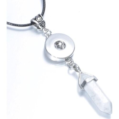 New Arrivals Charms Fit 18mm Snap Button White Hexagon Natural Stone Pendant Necklace Snap Jewelry DZ0117j
