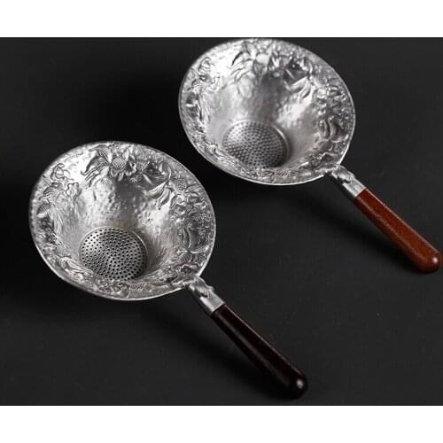 Japanese Style Handmade Tin Tea Funnel Tea Filter Tea Ceremony Utensil Blackwood Filter Tea Dust Metal Mesh Tea Tea Accessories