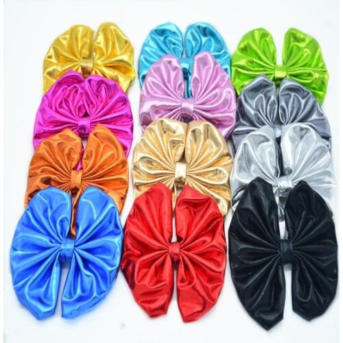 Wholesale tutus set decorative shiny metallic fabric bows 100pcs/lot 12colors for choose -high quality hair accessories bowknot