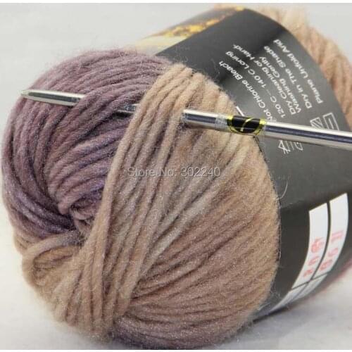 Lot of 1 skeins x 50g Chunky Hand Coarse Knitting Scores wool yarn Dark Brown Sand Beige 806