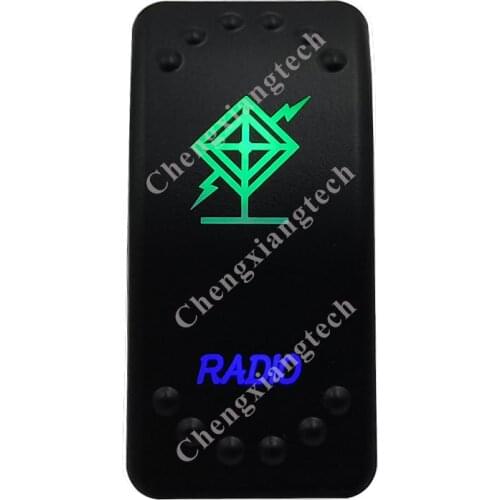 Radio Up Green & Down Blue Led Light Rocker Push Switch 5Pins SPST ON/OFF 12V 24V For Marine Boat Car Waterproof