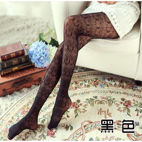 BS15 Sexy Thin sticky Hollow Out Carving Woman Pantyhose Silk Lace Tattoo Stockings Women Fishnet Tights