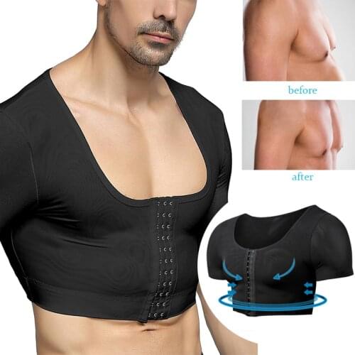 Mens Gynecomastia Shaper Zipper Control Slimming Chest Boobs Shapewear Back Posture Invisiable for Suits Male Body Shaper Tops