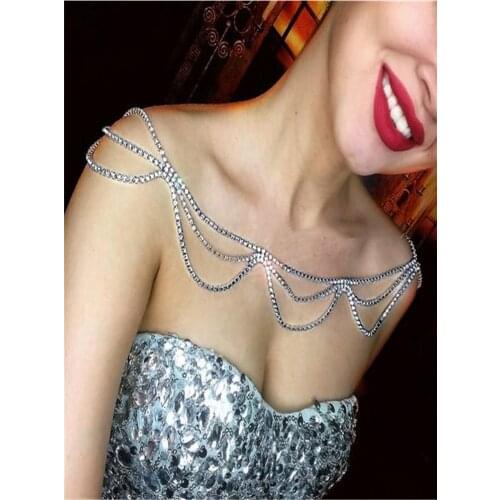 Rhinestone Jewelry Bridal Shoulder Chain Necklace for Women Handmade Jewelry Wedding Necklace Chain