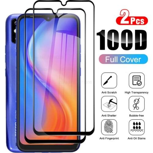 2PCS For Tecno Spark 6 Go Phone Screen Protector Full Cover Tempered Glass Protective Cover 6.52'' On For Tecno Spark6 6Go KE5j