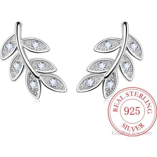 925 Sterling Silver Women Luxury Earrings Fashion Arborization Leaf Stud Earring Girl Elegant Jewelry Charm Gifts New