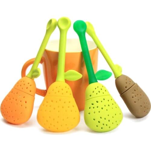 1 piece Pear Tea Bags Silicone Filter Infuser Silica Gel Filtration Leaf Strainers Teaspoon Spice Herbal Tool Teapot Teacup