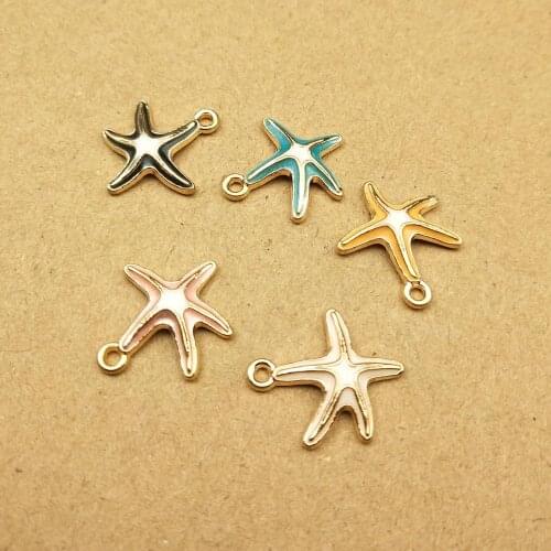 10pcs 17x18mm enamel starfish charm for jewelry making fashion charm earring pendant bracelet charms